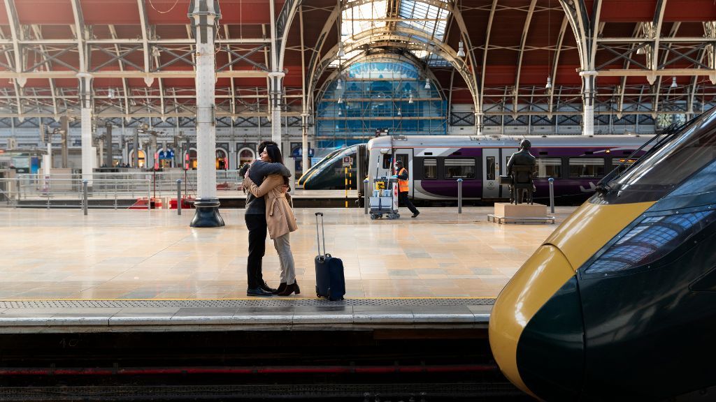 Couple on railway station